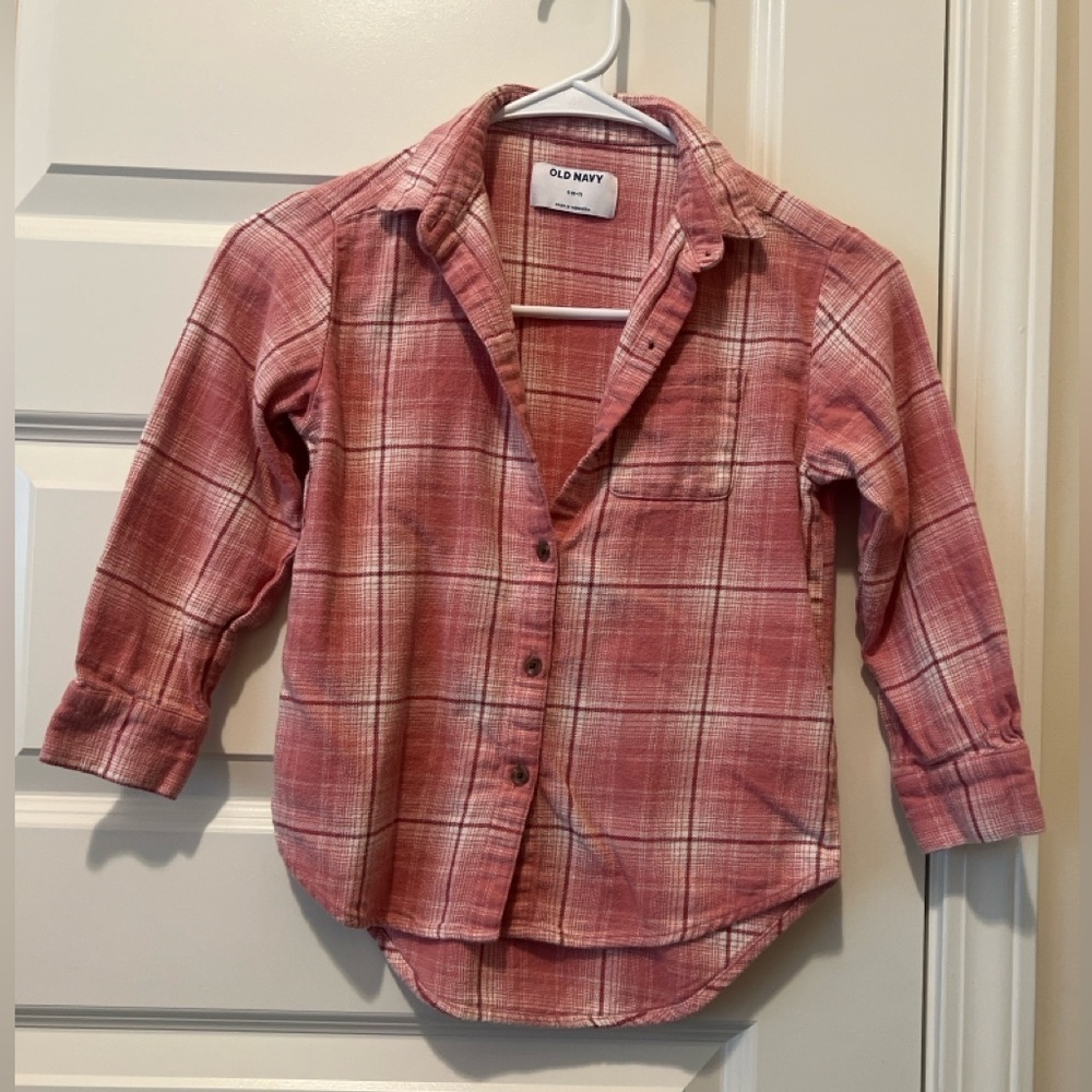 Old Navy Pink Plaid Button Down Shirt